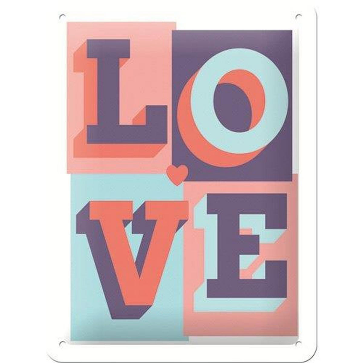BLECHSCHILD 15/20 cm Word Up LOVE - Multicolor, Metall (15/20/0.5cm) - Nostalgic-Art
