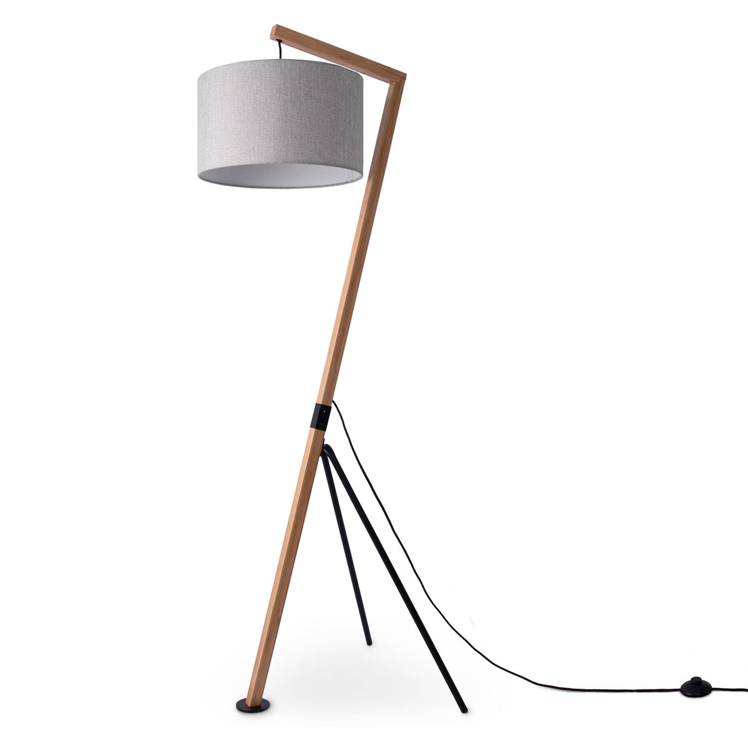 STEHLEUCHTE Gallow Fl Canvas - Grau, Holz (50/49/160cm) - Paco Home