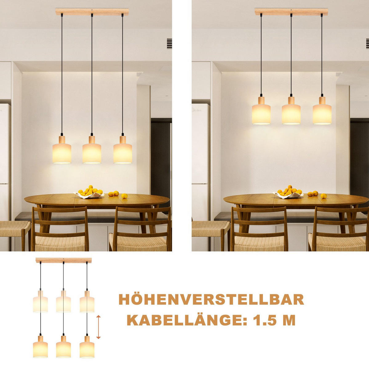 HÄNGELEUCHTE Zukunft 47/11/173 cm - Weiß, Holzwerkstoff (47/11/173cm) - Nettlife