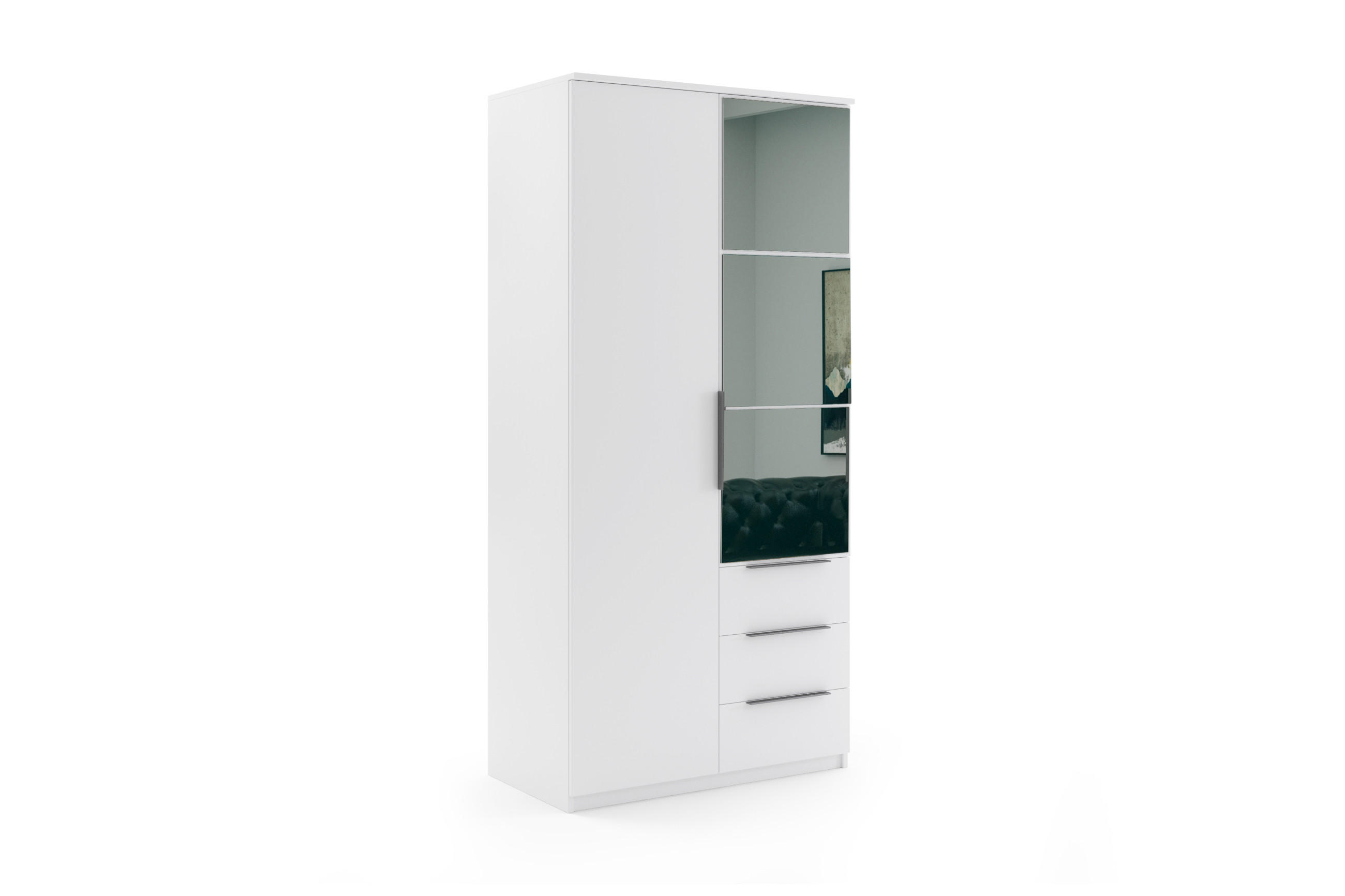 KLEIDERSCHRANK Florencja mit Drehtüren - Weiß, Holzwerkstoff (100/215/61cm) - BM-Möbel