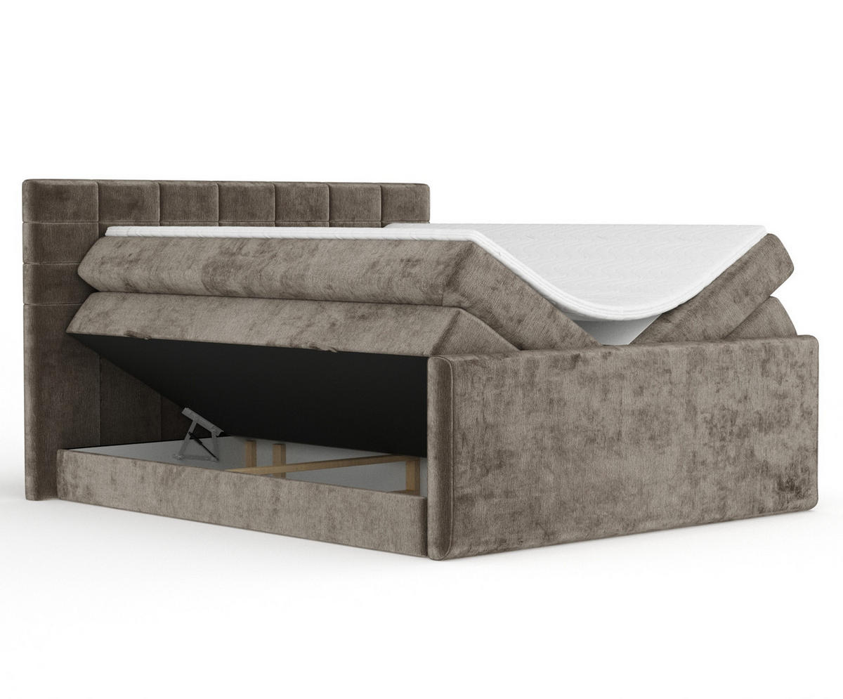 BOXSPRINGBETT Ava Braun 200/200 cm - Schwarz/Braun, Holz/Holzwerkstoff (200/200cm) - Maison de Reve