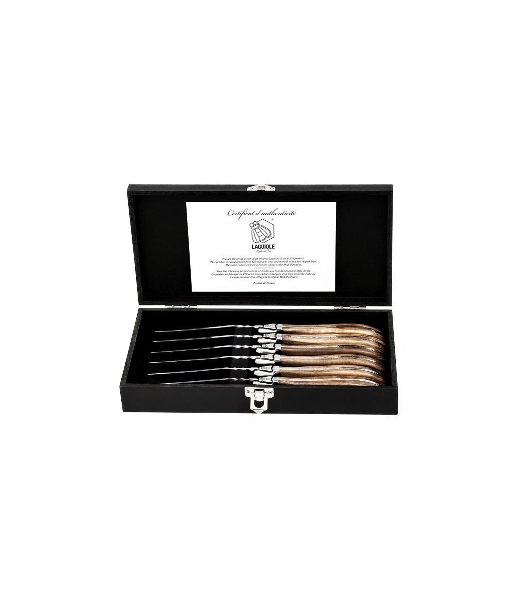 STEAKMESSER Luxury Line Olivenholz 6 Stück - Braun, Holz (23cm) - Laguiole Style de Vie