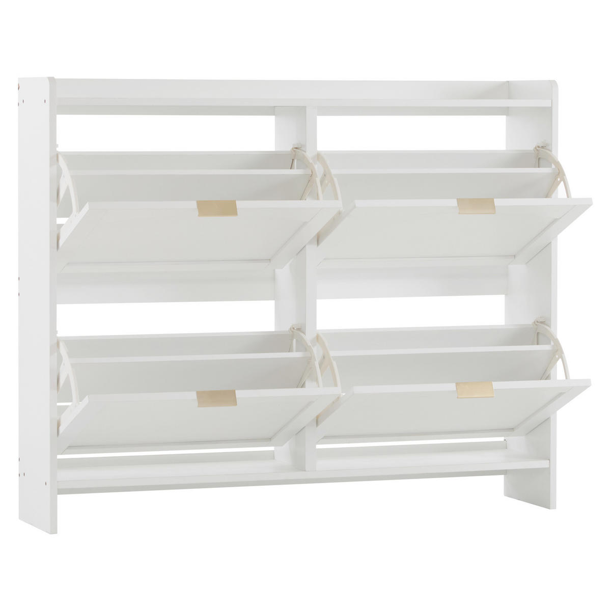 SCHUHSCHRANK aus Spanplatte 110x24x90cm in Weiß mit 4 Klappfächern - Weiß, Holzwerkstoff (110/90/24cm) - Modfu