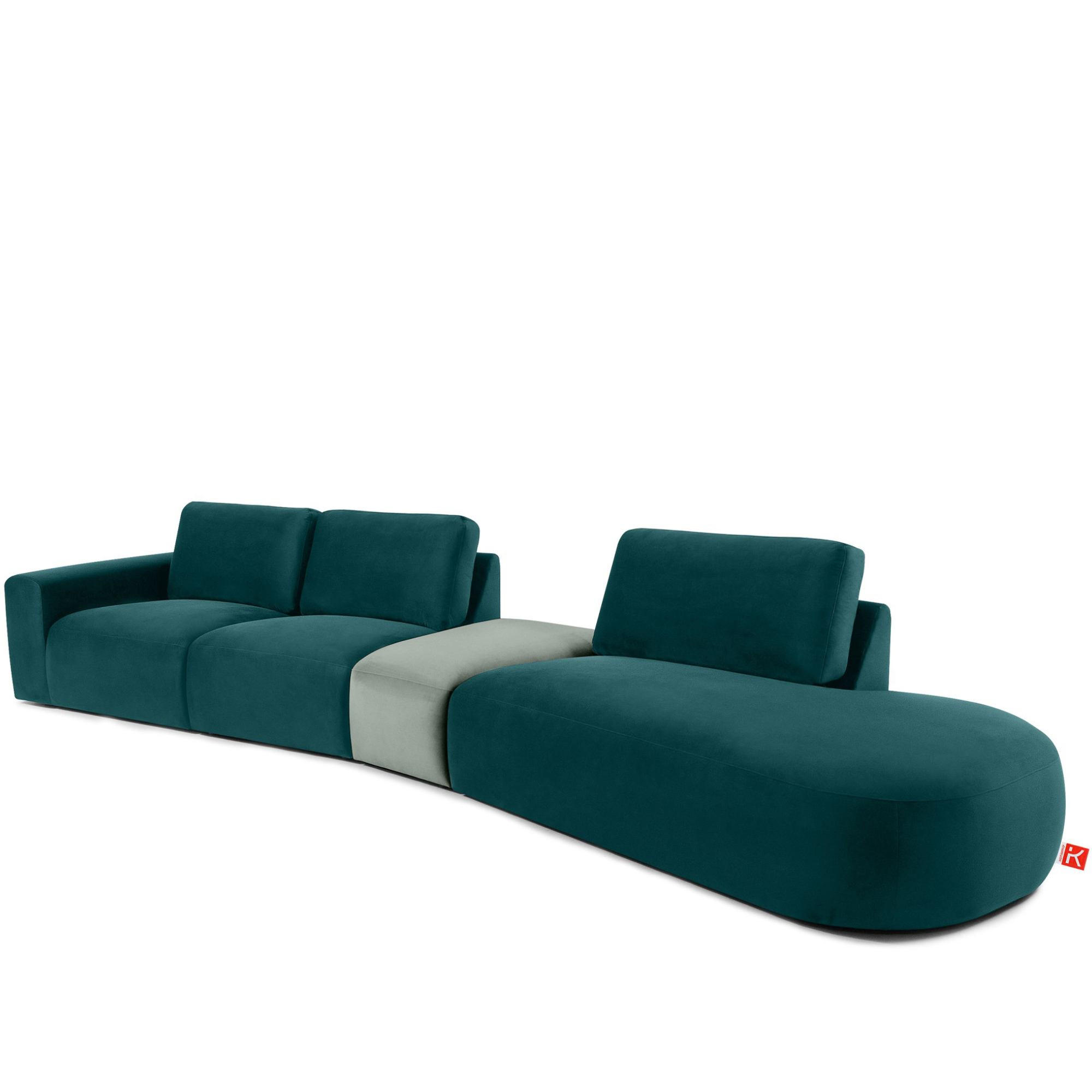 5-SITZER ECKSOFA ZUCCO Velour rechts, Mint - Mintgrün, Textil (430/84/105cm) - KONSIMO®