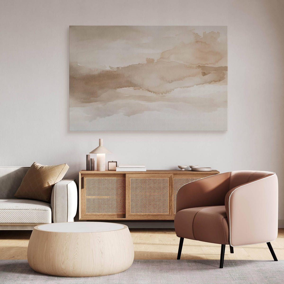 LEINWANDBILD Moderne Kunst Abstraktion 120/80 cm - Beige/Braun, Textil (120/80cm) - Muralo