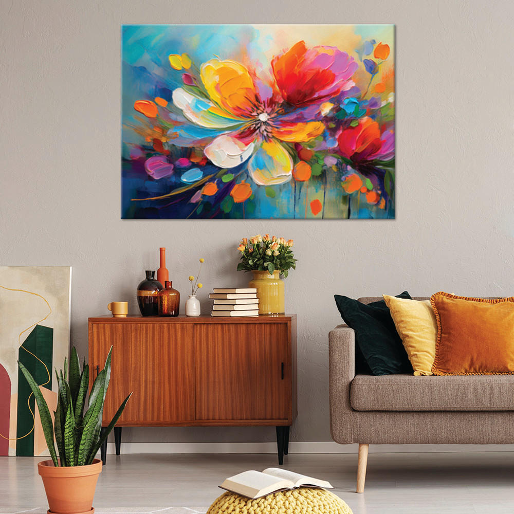 WANDBILD bunte blume - Multicolor, Textil (60/40cm) - Feeby