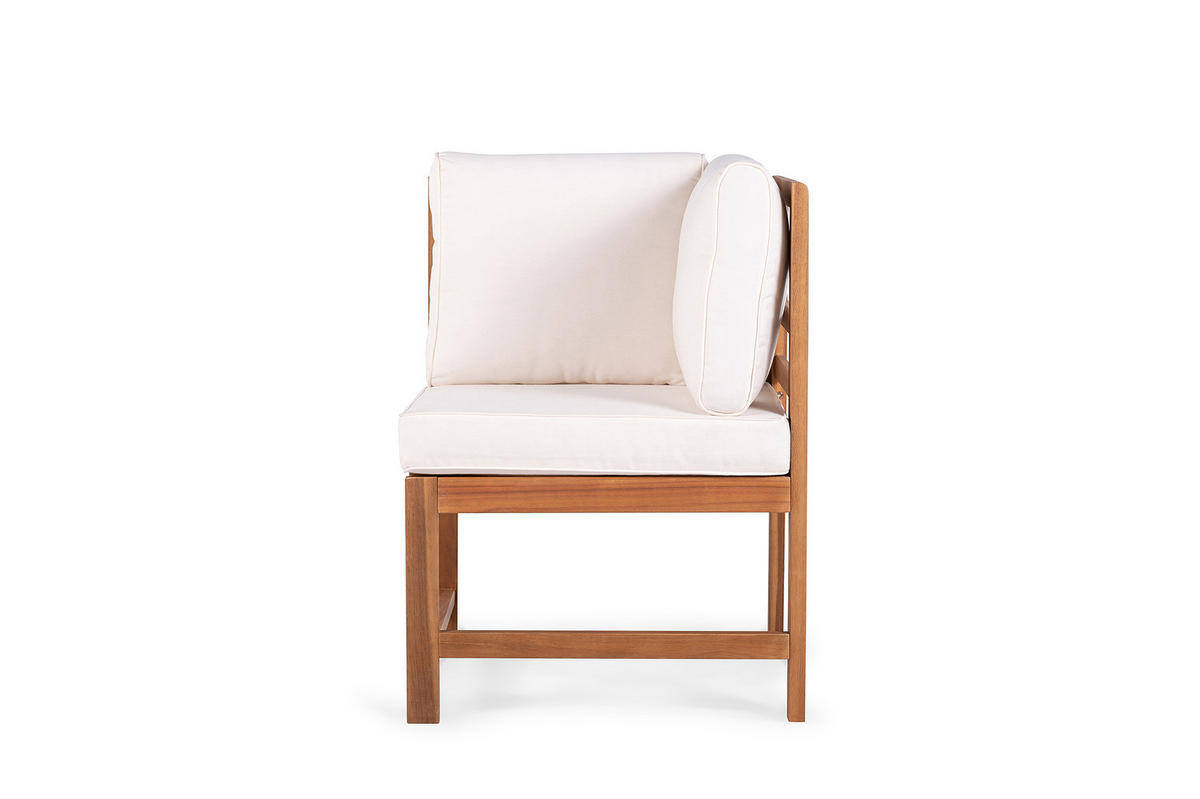 DININGECKELEMENT - Akazie massiv / Polyester - Braun / Beige - Beige/Braun, Holz/Textil - home24