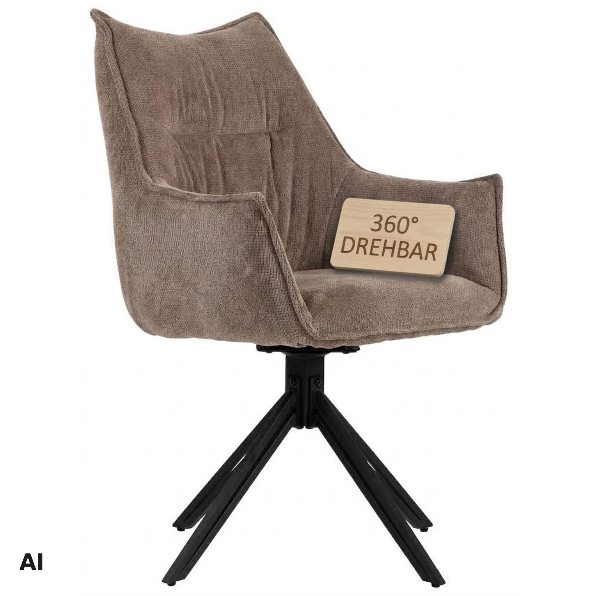 ESSZIMMERSTUHL Ginosa braun drehbar - Beige/Schwarz, Textil/Metall (62/90/66cm) - Mr. Deko