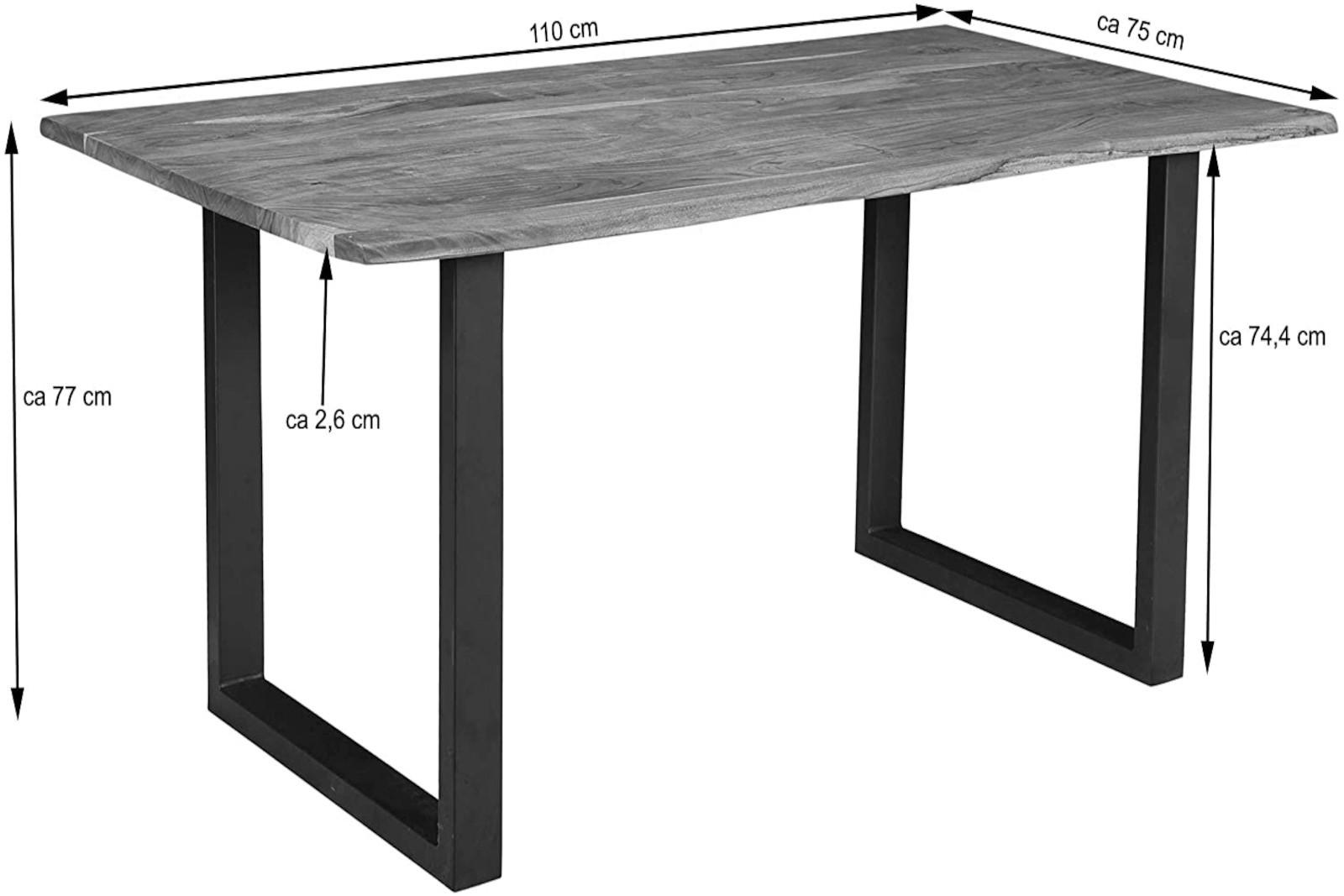 ESSTISCH INSA - Beige/Schwarz, Holz/Metall (60/110/77cm) - SAM