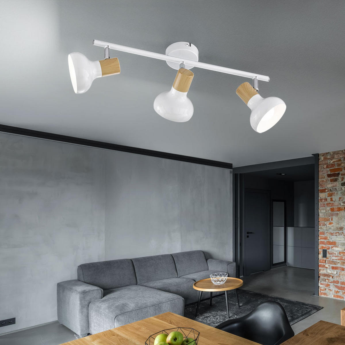 LED DECKENLEUCHTE Metall Holzoptik Weiß - Weiß, Holz (49/13/16cm) - Wofi