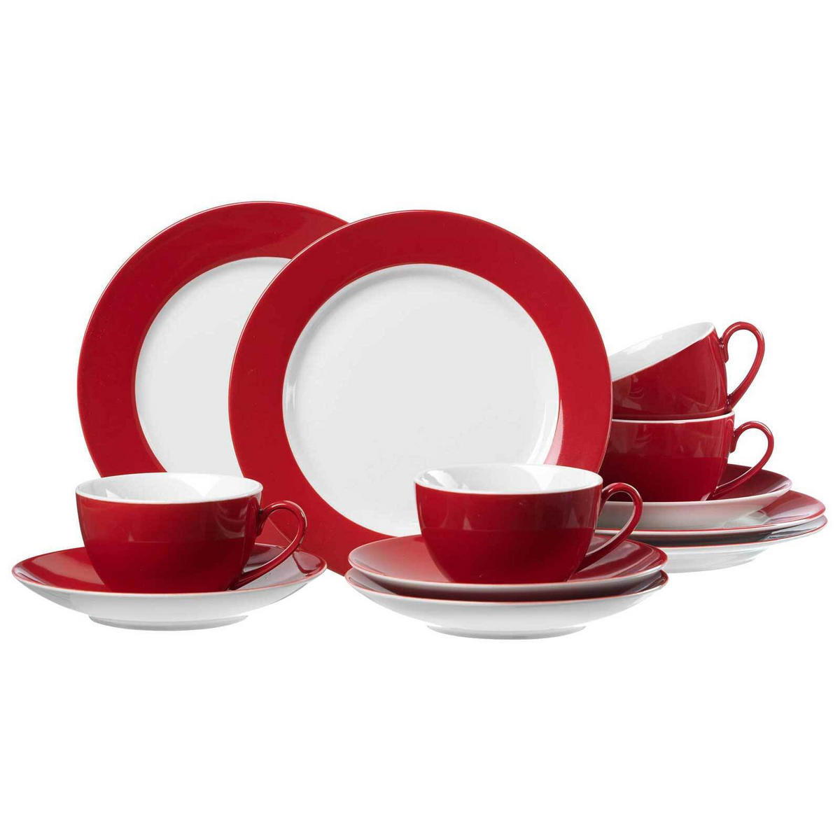 KAFFEESERVICE Doppio Rot 12er Set - Rot, Keramik (1/1/1cm) - Ritzenhoff Breker