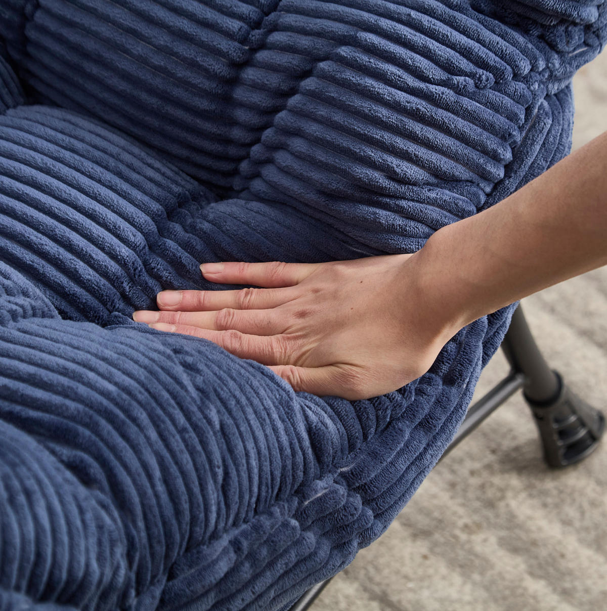 SESSEL 69.9/95/64 cm Navy Blue aus Stahl mit Hocker - Dunkelblau, Textil (69.9/95/64cm) - OKMYHOME