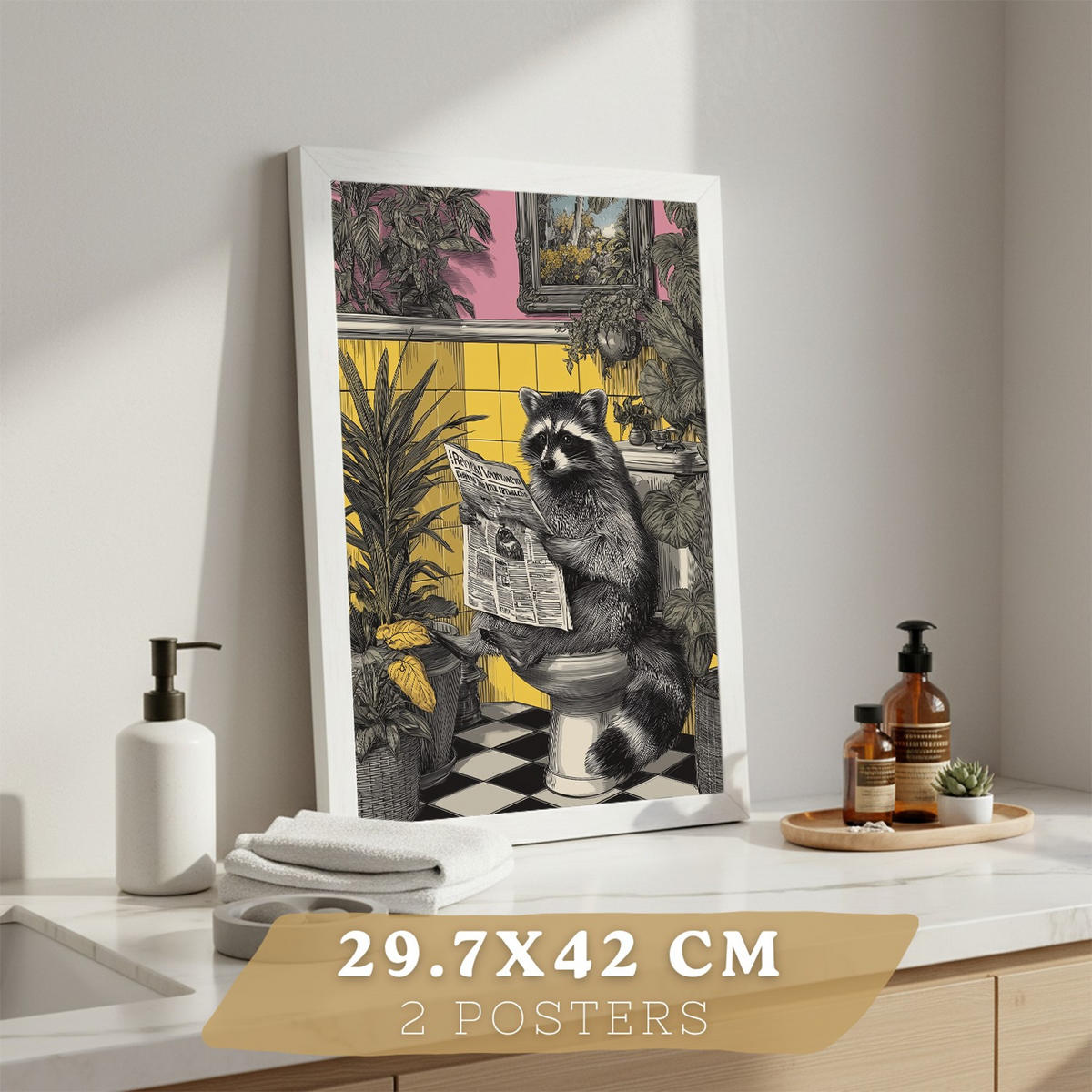 PLAKÁT Sada 2 dekorativních koupelnových tisků Bezrámové A3 - čirá, papír (42/29.7/3cm) - Nacnic