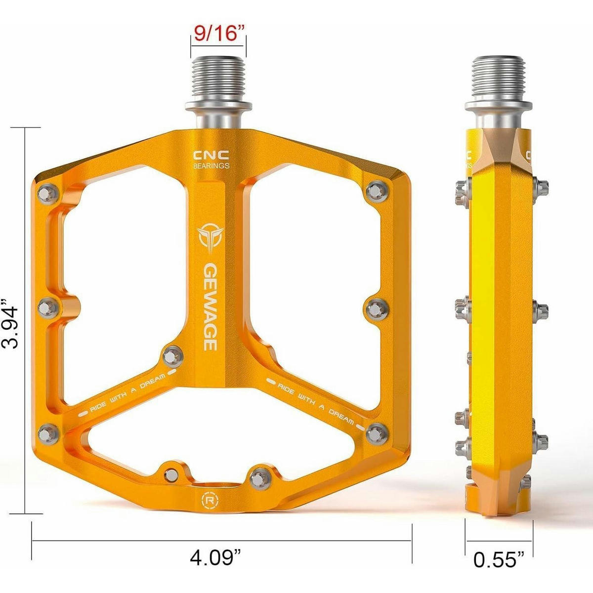 FAHRRADPEDALE Rennrad/Mountainbike Aluminium Gold - Goldfarben, Metall (10/1.5/10.4cm)