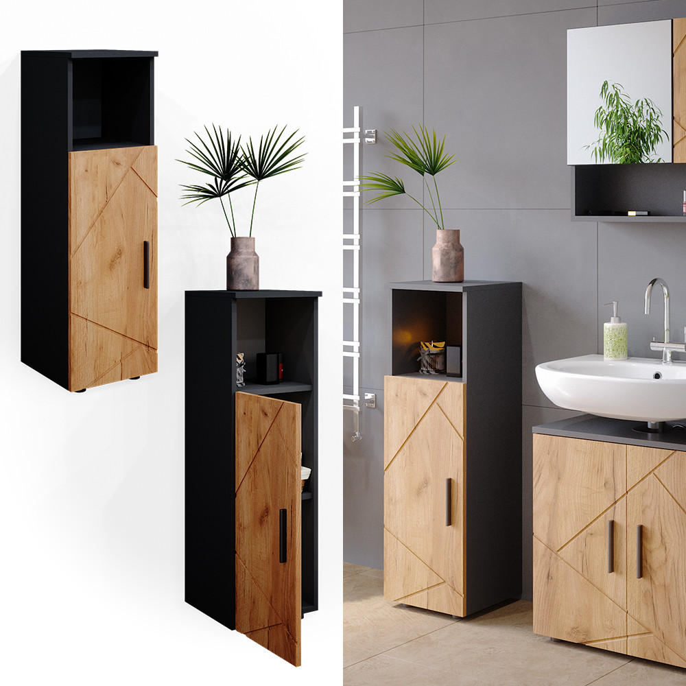 MIDISCHRANK Irma Goldkraft Eiche 30 x 95 cm - Anthrazit/Eiche Wotan, Holzwerkstoff (30/95/30cm) - Vicco