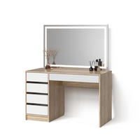 SCHMINKTISCH Imola Weiß/Sonoma 120 cm mit LED-Spiegel - Weiß/Sonoma Eiche, Holzwerkstoff (120/75/55cm) - Livinity®