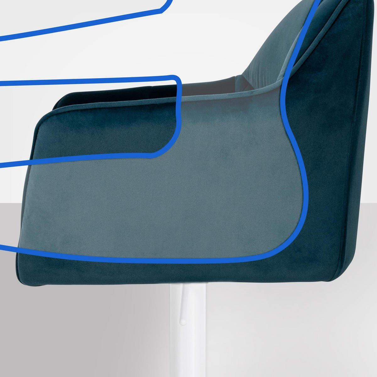 BARHOCKER Samt Grün - Weiß/Grün, Textil/Metall (64/88/45cm) - CLP