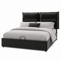POLSTERBETT 140/200 cm in Schwarz Samt mit Bettkasten, verstellbarem Kopfteil und Matratze - Schwarz, Holzwerkstoff/Textil (140/200cm) - CHICFURN