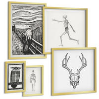 BILDER SET 5er Set - 50x50 cm & 20x30 cm & 40x60 cm Goldrahmen - Küchenaccessoires auf pflanzlicher Basis - Goldfarben, Kunststoff (40/60cm) - TULUP