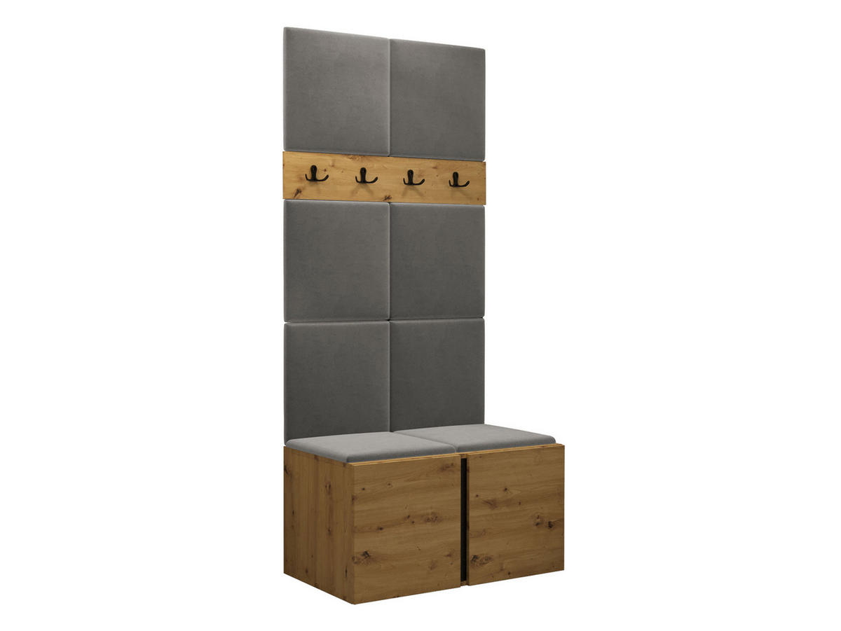 GARDEROBEN-SET Orion IV - Eiche Artisan/Grau, Holzwerkstoff/Kunststoff (84/186/46cm) - MIRJAN24