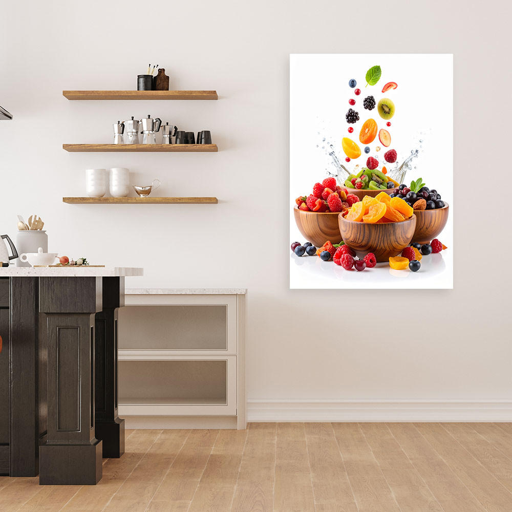 LEINWANDBILD Bunte Früchte in Schalen 80x120cm - Multicolor, Textil (80/120cm) - Feeby