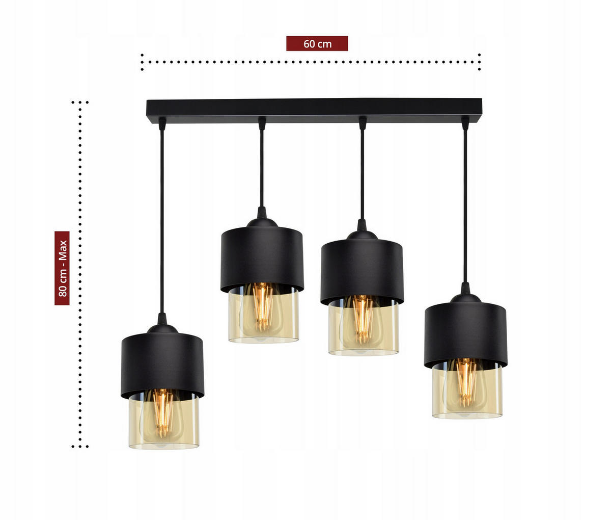 PENDELLEUCHTE Hege - Transparent/Schwarz, Glas/Metall (12/65/80cm) - kiki design