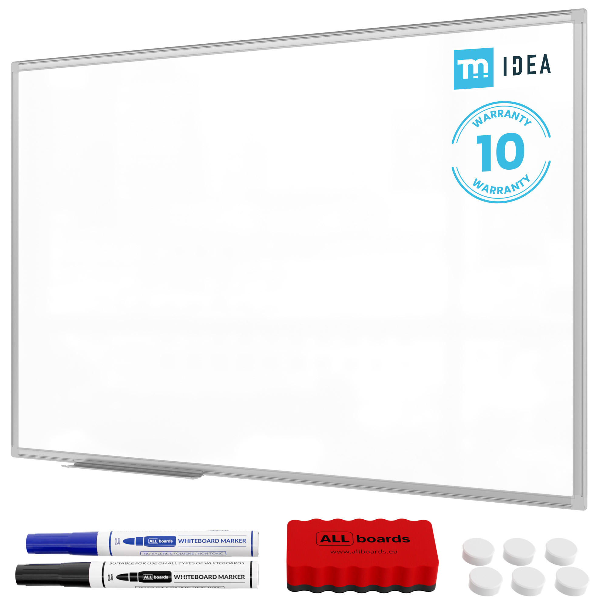 MAGNETISCHES Whiteboard 120x80 cm im Aluminiumrahmen - Reihe TM IDEA® Flex - Weiß, Metall (120/80/1.6cm) - ALLboards