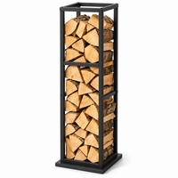 KAMINHOLZREGAL Schwarz Stahl 120 cm - Schwarz, Metall (35/120/35cm) - Relaxdays