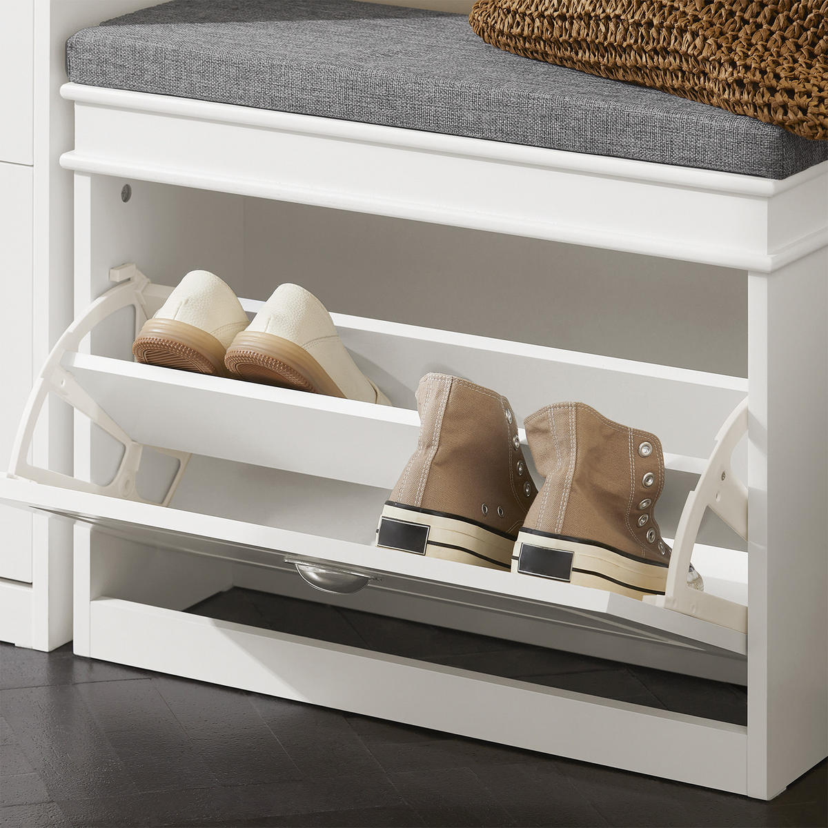SCHUHBANK Weiß - Weiß, Holzwerkstoff (60/51/24cm) - SoBuy