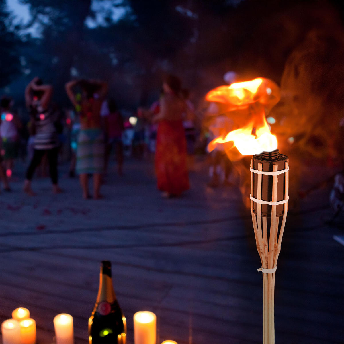 10XGARTENFACKEL - Hellbraun, Holz/Metall (40cm) - Relaxdays