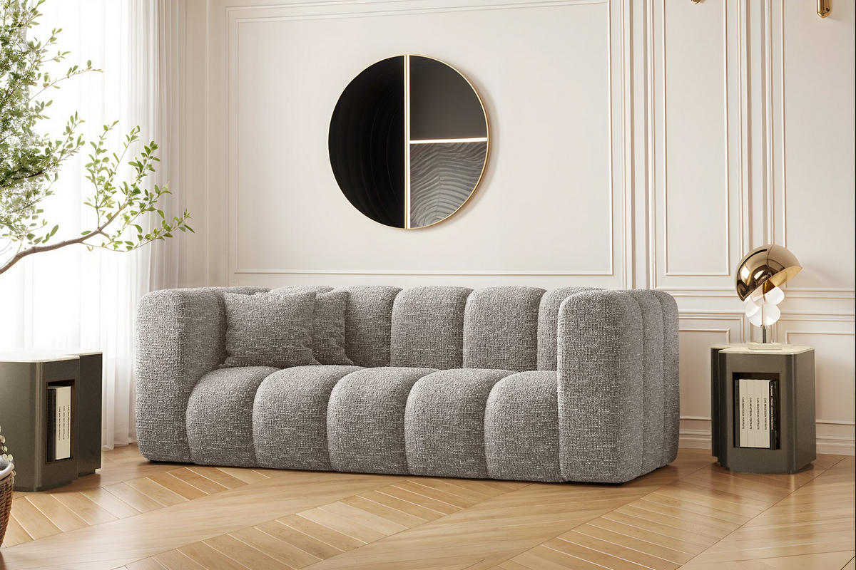 COUCH Sofa, Zweisitzer-Sofa Grand Modular Stoff Haga Hellgrau - Hellgrau, Holz (197/70/91cm) - Kaiser Möbel