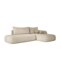 ECKSOFA BABU mit Schlaffunktion, Moderne Polsterecke für Wohnzimmer, funktionales Schlafsofa im Stoff NOW OR NEVER, 300x105x60cm rechte, beige​ - Beige, Holz/Textil (300/190cm) - DomoHome