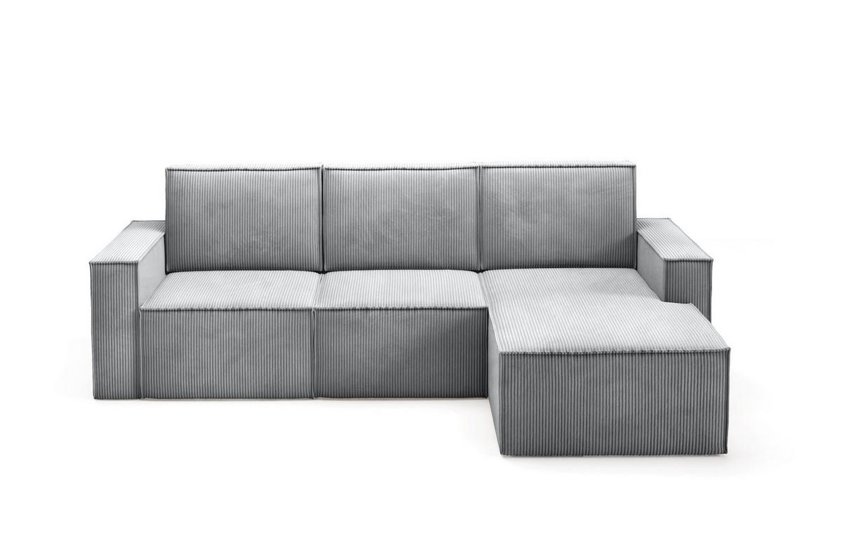 ECKSOFA Orto Hellgrau, Dreisitzer Kordecksofa rechte seite - Hellgrau, Holzwerkstoff/Textil (180/142cm) - Bettso