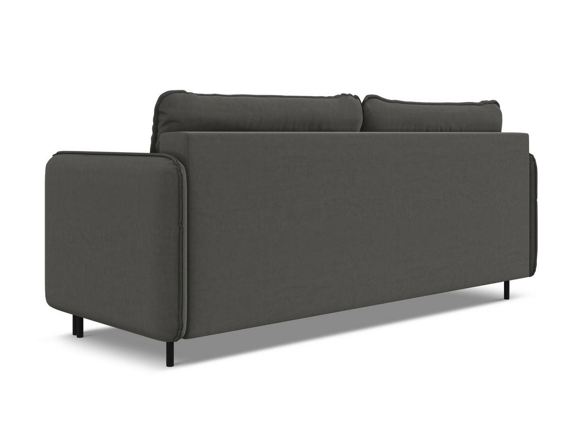 3-SITZER SOFA mit Schlaffunktion Samt Stoff Grau - Dunkelgrau/Schwarz, Holz/Textil (226/90/92cm) - Makamii