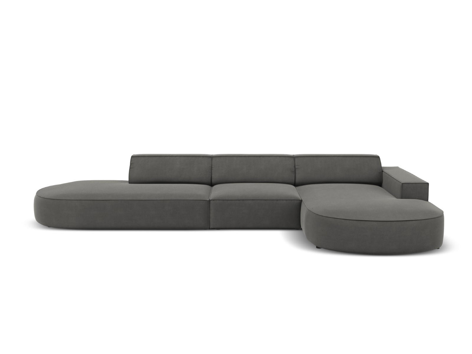 ECKSOFA rechts Jodie aus Samt hellgrau 4 Sitzplätze - Hellgrau, Textil (166/342cm) - Micadoni