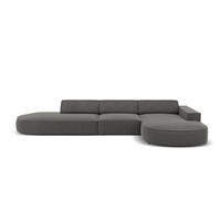 ECKSOFA rechts Jodie aus Samt hellgrau 4 Sitzplätze - Hellgrau, Textil (166/342cm) - Micadoni