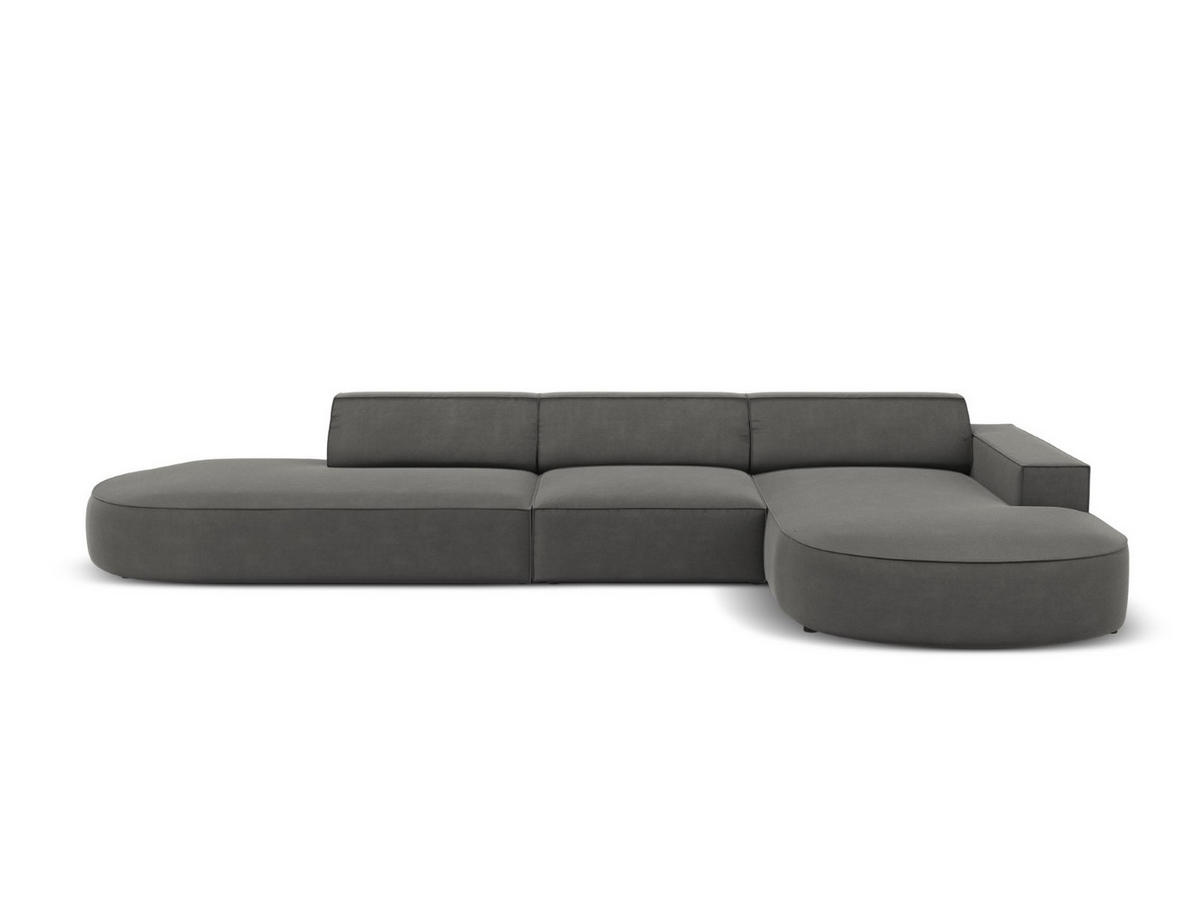 ECKSOFA rechts Jodie aus Samt hellgrau 4 Sitzplätze - Hellgrau, Textil (166/342cm) - Micadoni