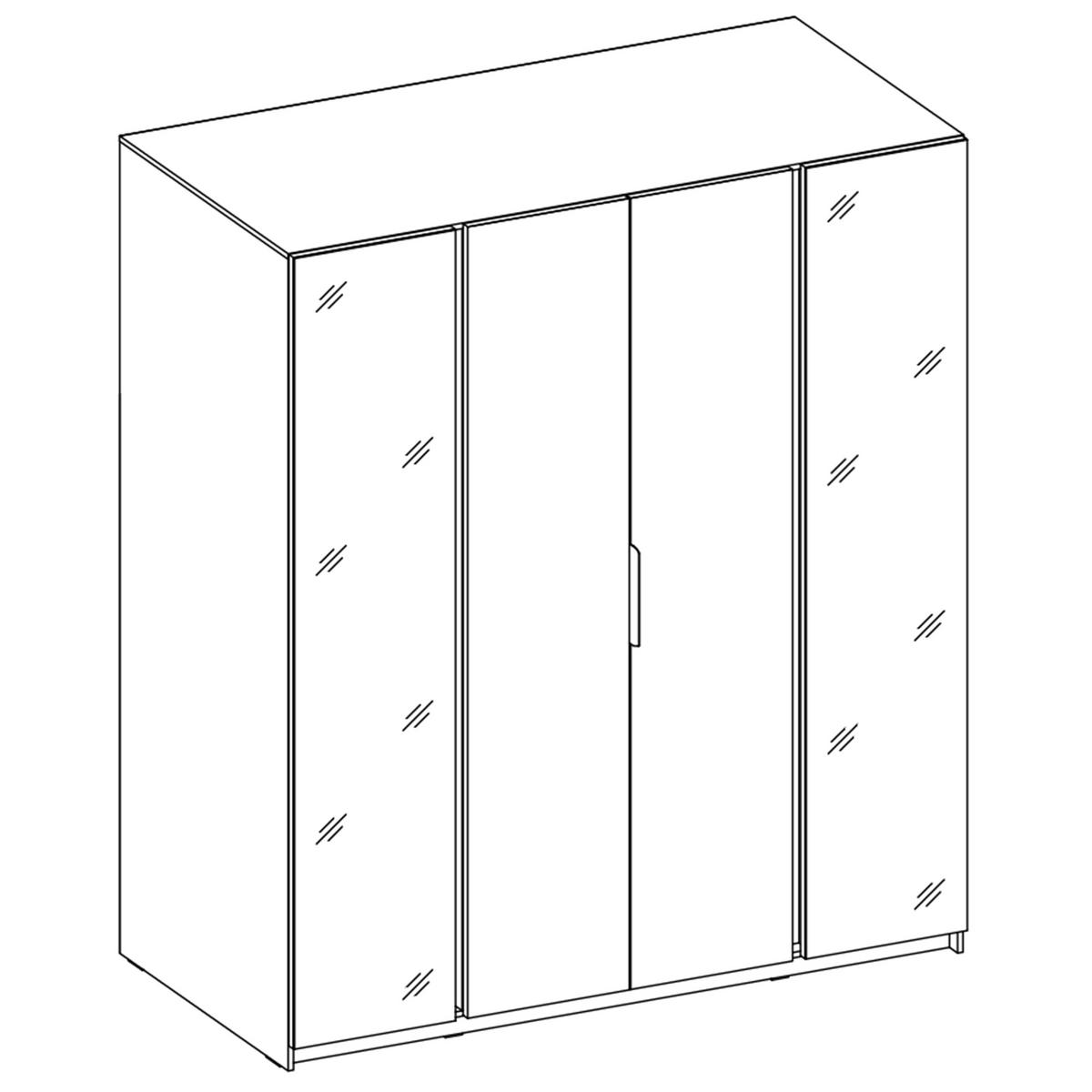 KLEIDERSCHRANK Nehir Schwarz 200 cm - 4T Modern mit 2 Spiegeln außen - Schwarz, Holzwerkstoff/Kunststoff (200/239/61.9cm) - AX Living