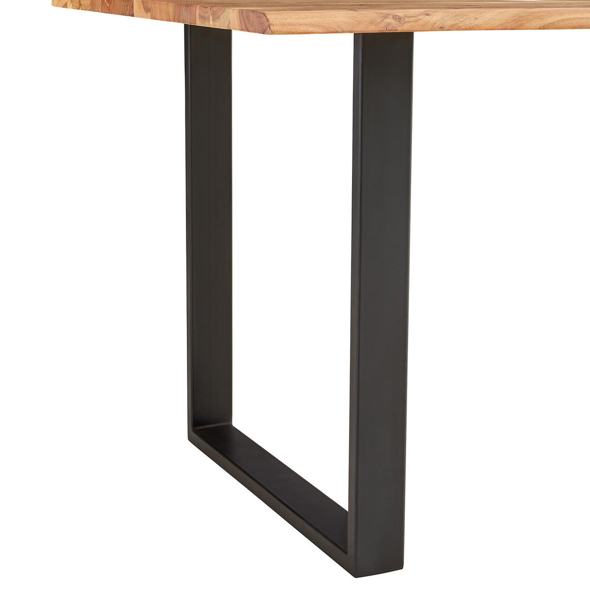 ESSTISCH mit Massivholzplatte - Akazie massiv / Eisen - Schwarz/Braun, Holz/Metall (80/140/76cm) - home24