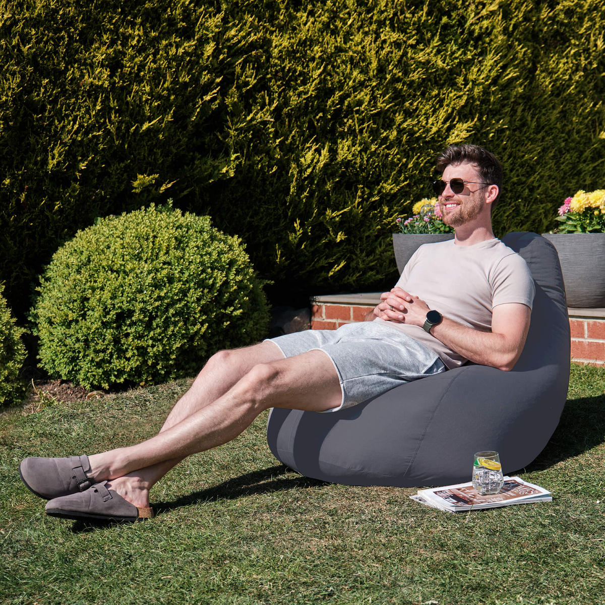 OUTDOORSITZSACK Liegestuhl - Anthrazit, Kunststoff (90/73/84cm) - Veeva