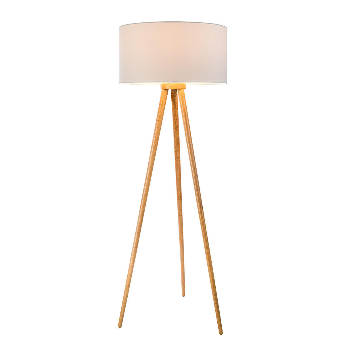 STEHLEUCHTE - Massivholz / Webstoff - 1-flammig - Braun, Holz/Textil (50/50/150cm) - home24