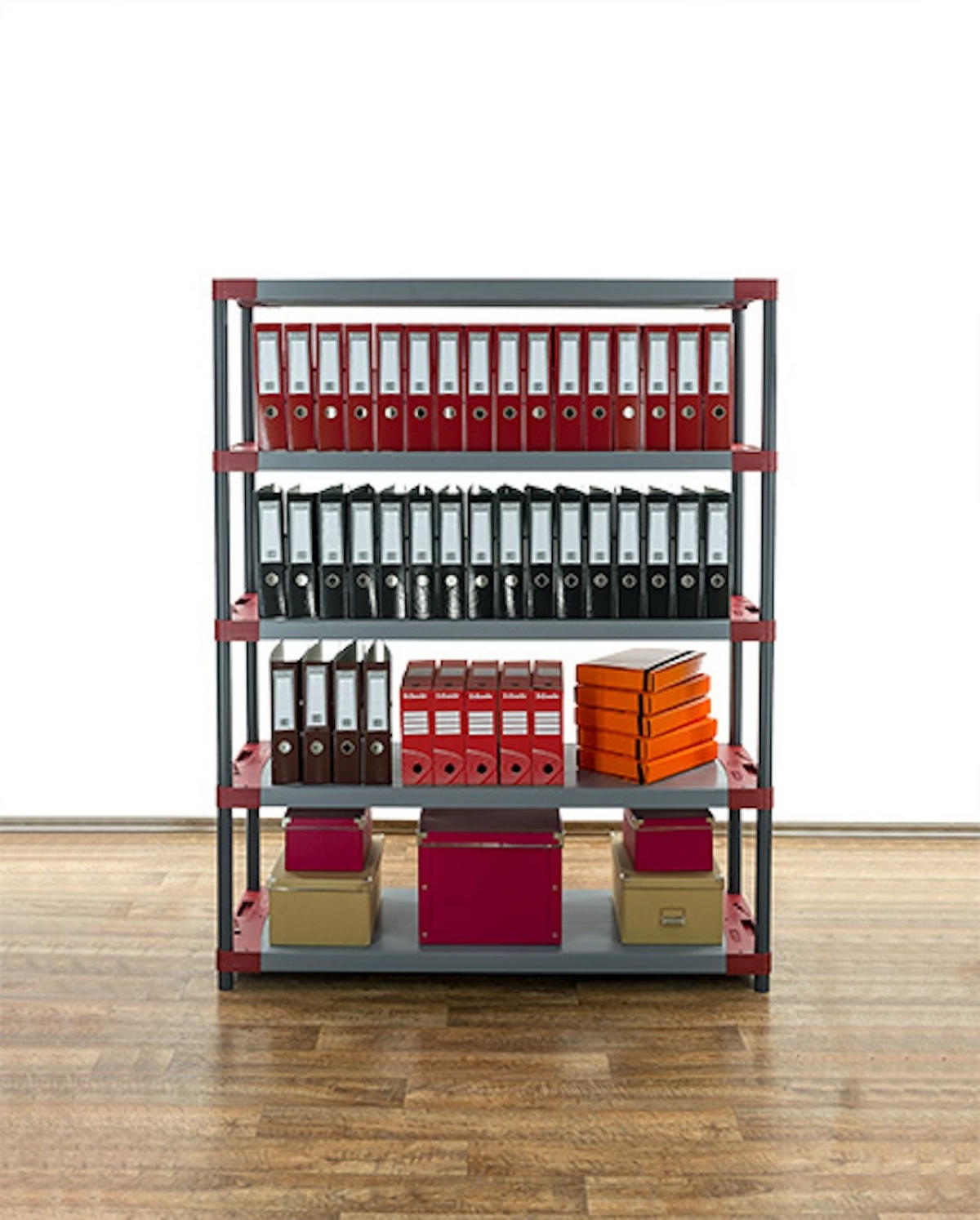 KUNSTSTOFFREGAL BIG GREY BEAR Tall 180x140x46cm Fachlast 120kg Grau-Rot - Rot, Kunststoff (140/180/46cm) - PROREGAL