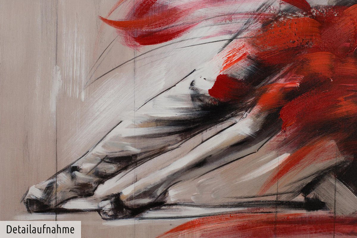 ACRYLBILD HANDGEMALT 90/60 cm - Rot, Holz/Textil (1.64/60cm) - KUNSTLOFT