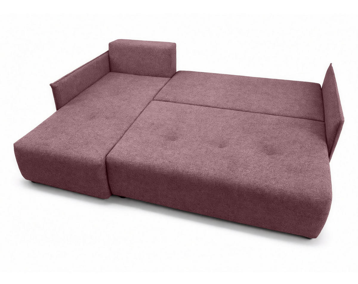 ECKSOFA L Form Damascus Rosa 212/143/88 cm Links mit Schlaffunktion - Schwarz/Rosa, Kunststoff/Textil (143/212cm) - AX Living