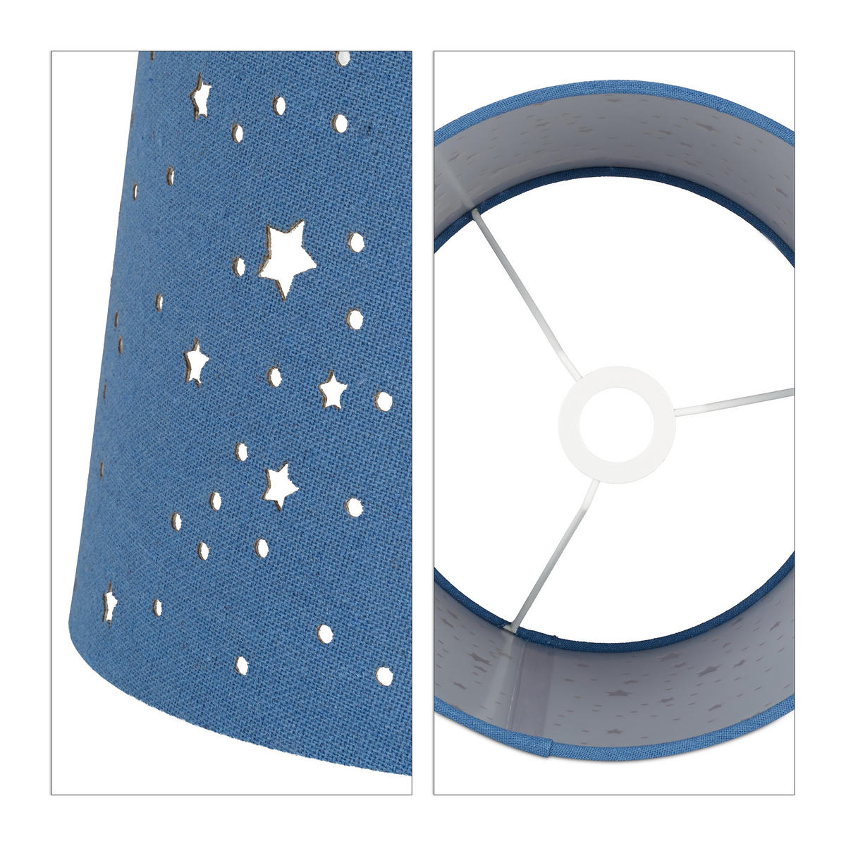 TISCHLAMPE Kinderzimmer - Dunkelblau, Holz/Textil (25.5/25.5/40cm) - Relaxdays