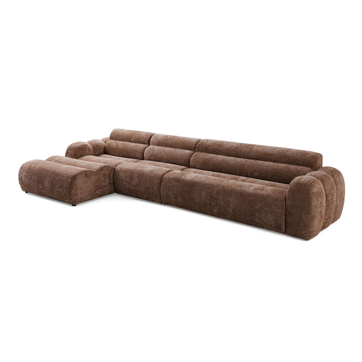 5-SITZER modulares Ecksofa VEER SET 2 Links, 379 x 175 cm, Chenille Webstoff Orange - Schwarz/Orange, Holz/Kunststoff (379/175cm) - Muffo