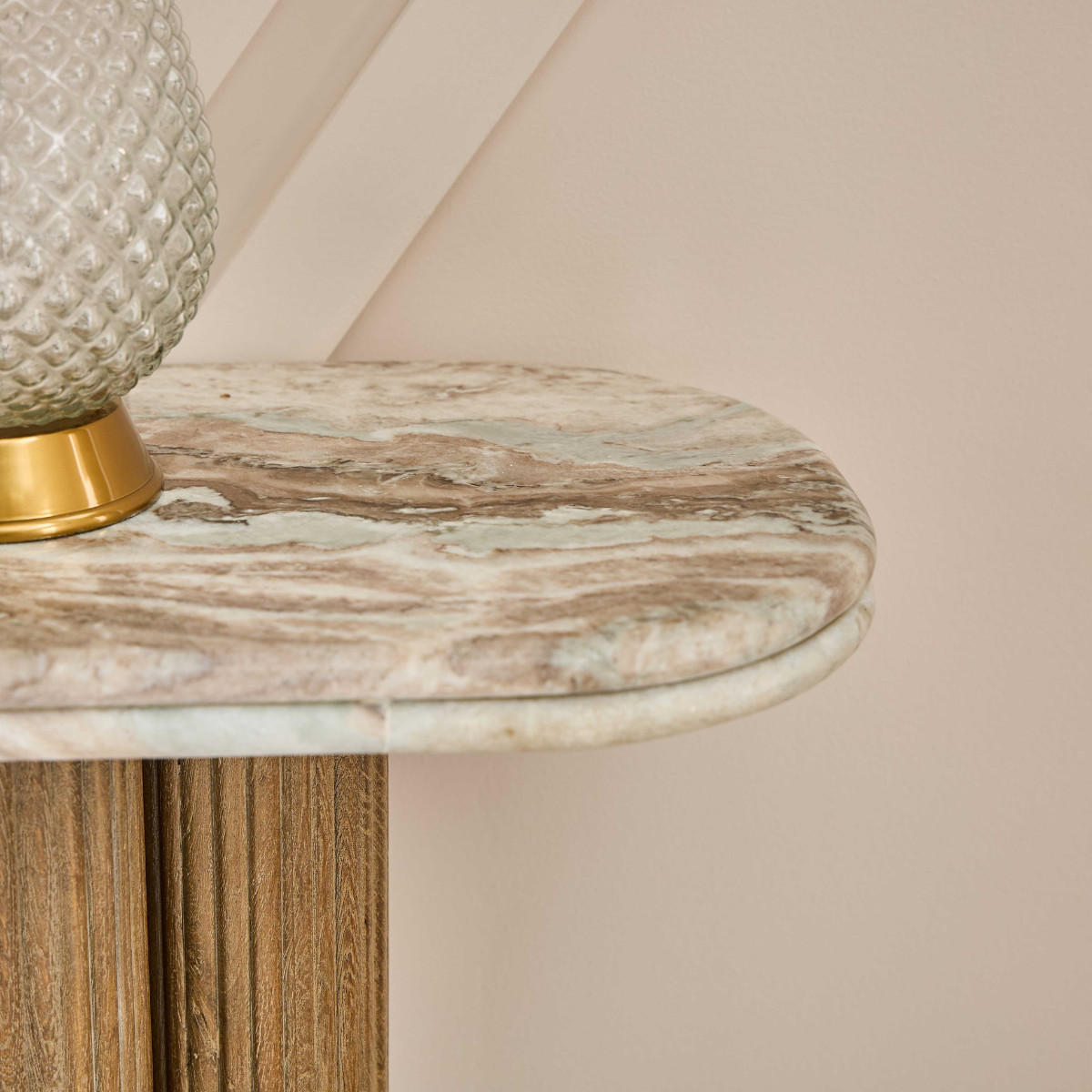 KONSOLENTISCH aus Massivholz und Marmor 165/77/38 cm - Blau, Holz (12/38/77cm) - Signature