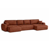 ECKSOFA Mit Schlaffunktion Und Bettkasten U-Form Ivo U, Veloursstoff Salvador, Dunkelbraun - Dunkelbraun, Holz (342/142cm) - Kaiser Möbel