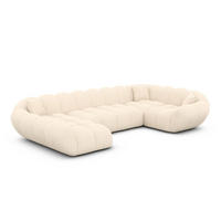 WOHNLANDSCHAFT Liva Creme Strukturstoff U-Form XL Links - Creme, Textil (323/70/193cm) - VAROYAL