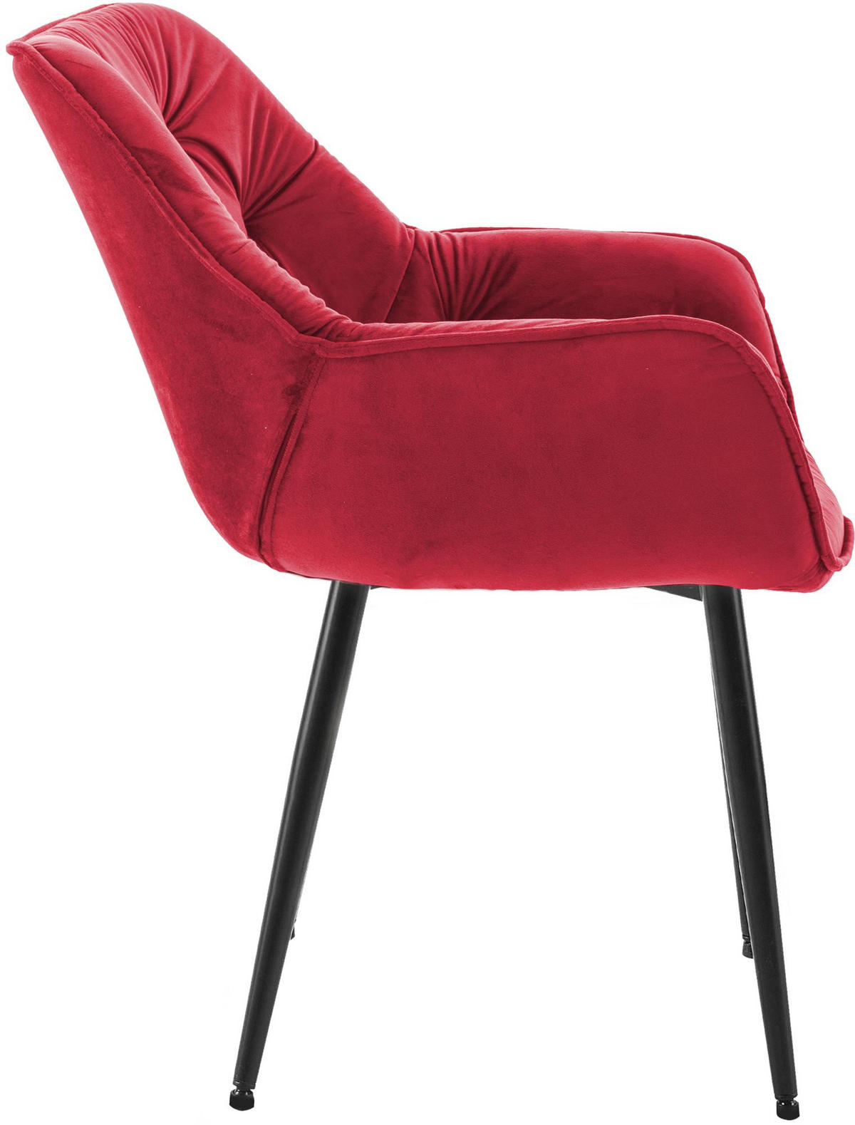 ARMLEHNENSTUHL 2er Set Samt Rot - Rot/Schwarz, Textil/Metall (58/83/62cm) - CLP